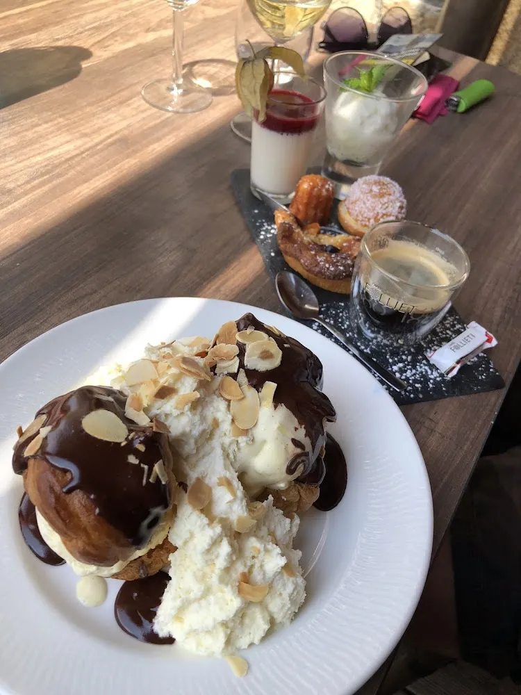 Profiterole and Cafe Gourmand